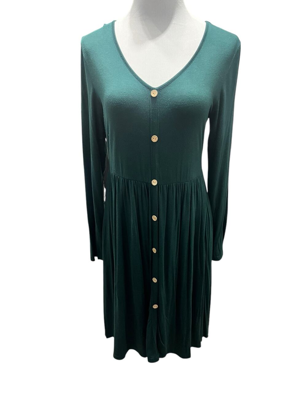 Women's Emerald Green Jersey Knit Long Sleeve Midi Dress SIZE Large